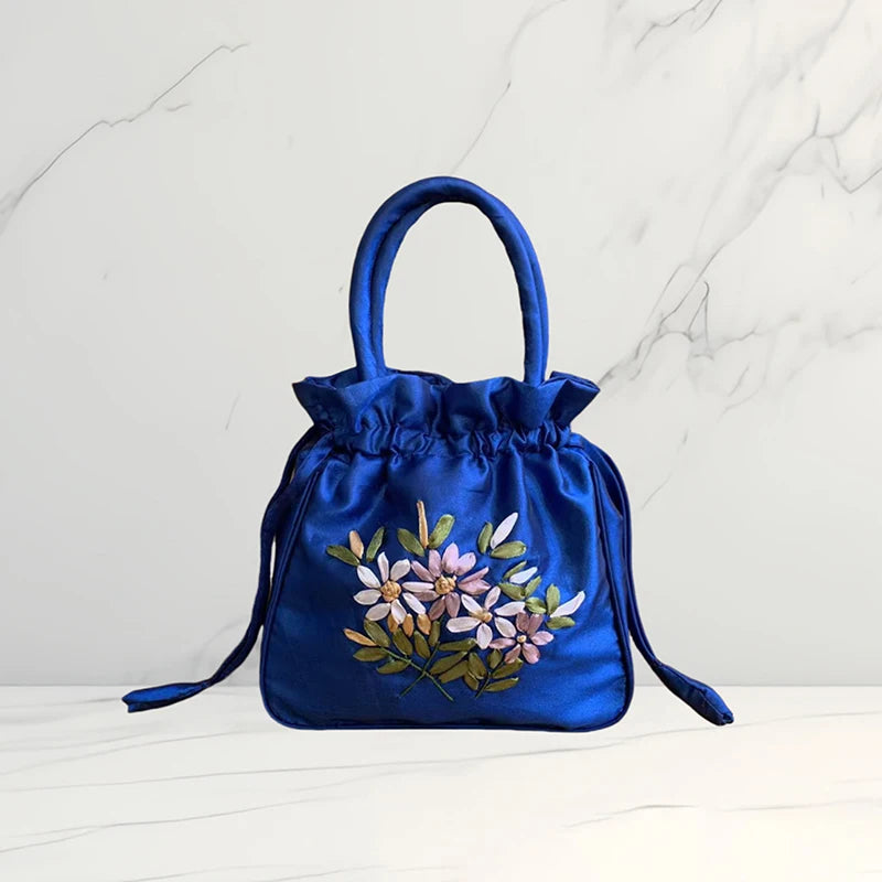 ZTBBAO Embroidered Flower Bucket Bag | Small Top Handle Handbag for Women lifestyle view