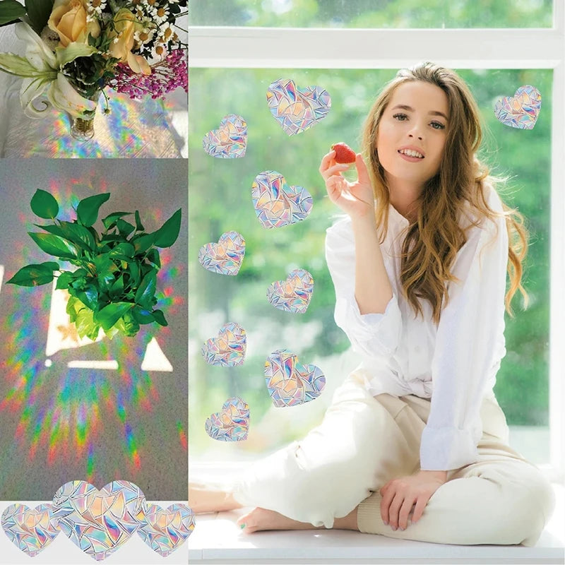 Rainbow Suncatcher Window Stickers | PVC Cat Butterfly Prism Glass Decal lifestyle view