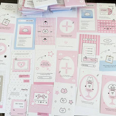 Pink White Star House Seal Stickers | 100pcs Minimalist Gift Wrapping Tape close-up view