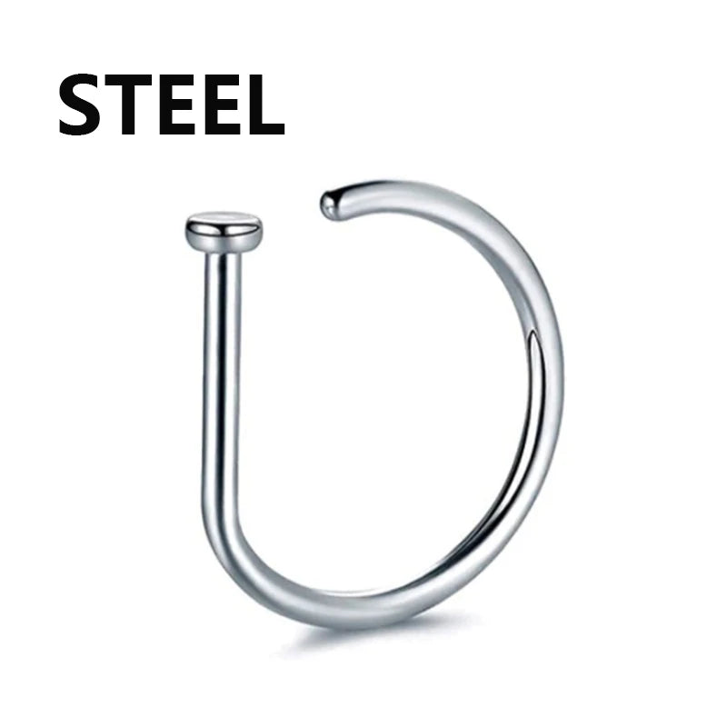 Stainless Steel Magnet Fake Nose Ring Hoop Fake Piercing Hoop Septum Rings For Women lifestyle view