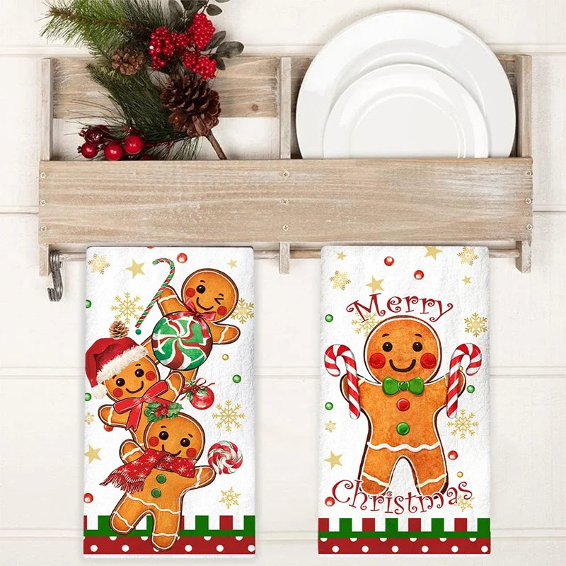 Christmas Party Gingerbread Man Dish Towel Navidad Natal alternate view