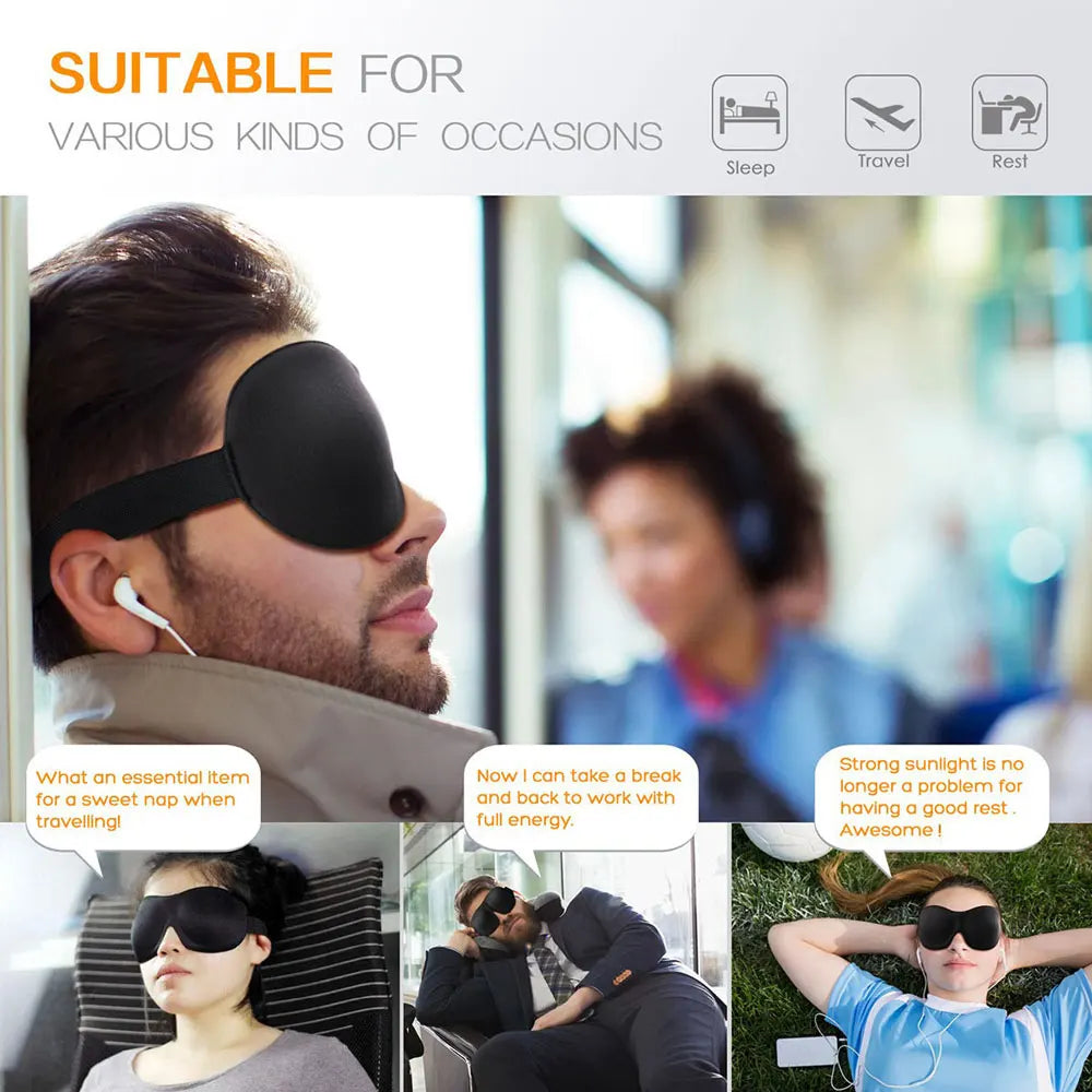 3D Breathable Sleeping Eye Mask | Light Blocking Sleep Aid for Travel and Home detail view