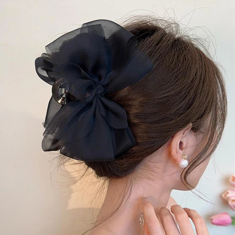 Mesh Bow Grip Clip Female Ponytail Braid Hair Clip Elegant Girl Hair Clip Hair Access lifestyle view