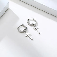 Stainless Steel Cross Earrings for Men | Religious Stud Earrings detail view