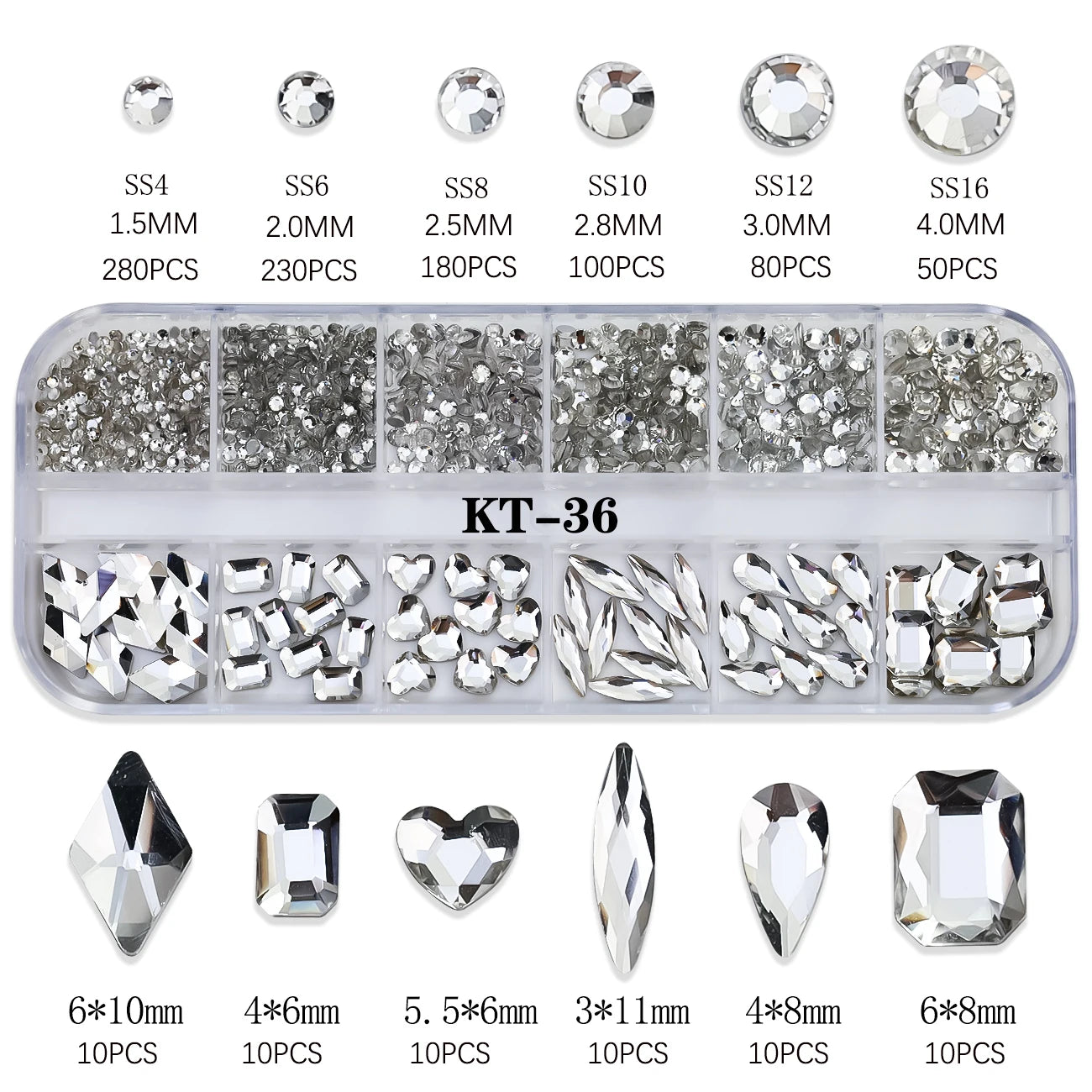 12Grids Pink Mixed Nail Rhinestones Luxury Nail Charms Glitter Crystal Jewelry Gems Na close-up view