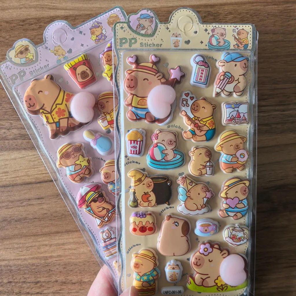 Capybara Themed PP Sticker Set (2 Pcs) - Fun Embellishments for Planners & Handcrafts alternate view