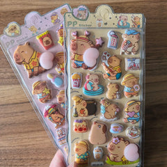 Capybara Themed PP Sticker Set (2 Pcs) - Fun Embellishments for Planners & Handcrafts alternate view