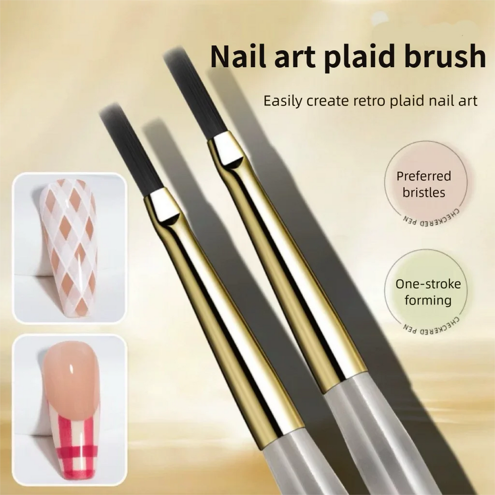 1/2/5Pcs French Plaid Nail Art Brush Set Ultra-Fine Liner Flat Brush for Grid Pattern UV Gel French