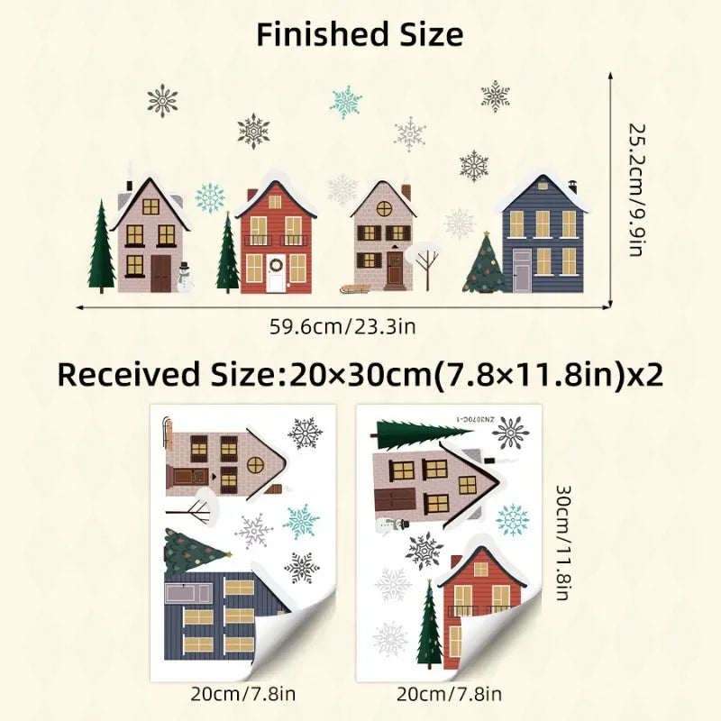 Christmas Houses Window Stickers | Removable Self-Adhesive Xmas Decorations for Home alternate view