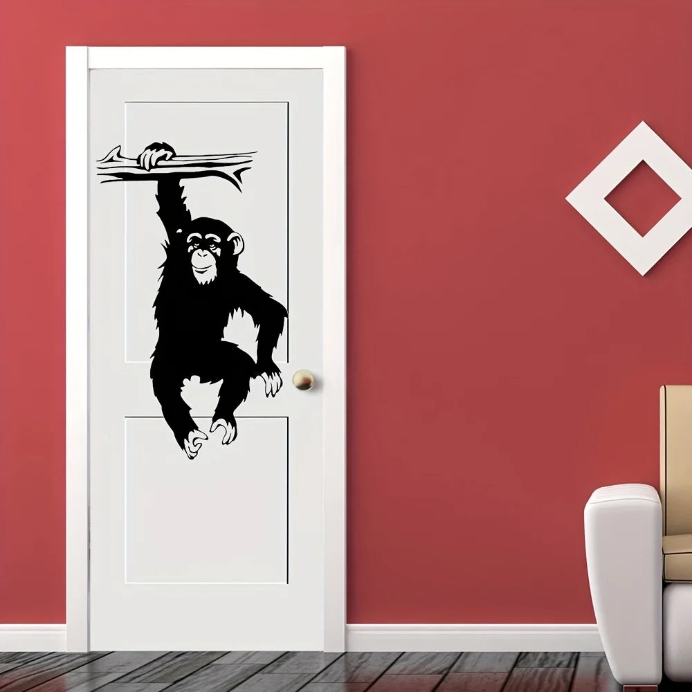 Large Funny Monkey Tree Wall Stickers | Cartoon Jungle Animal Vinyl Decal for Kids Ro lifestyle view