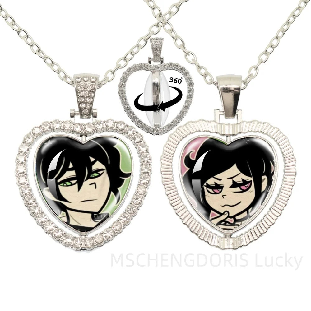 The Coffin Of Andy And Leyley Cosplay Necklace | Double Sided Glass Cabochon Heart additional angle