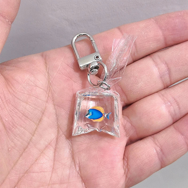 Creative Simulation Goldfish Keychain | Transparent Carp Pendant for Backpack additional angle
