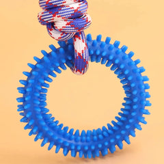 Dog Toys Chew Resistant Nylon Rope Toys Pet Colorful Woven Knot Rubber Toys Dog Self F close-up view
