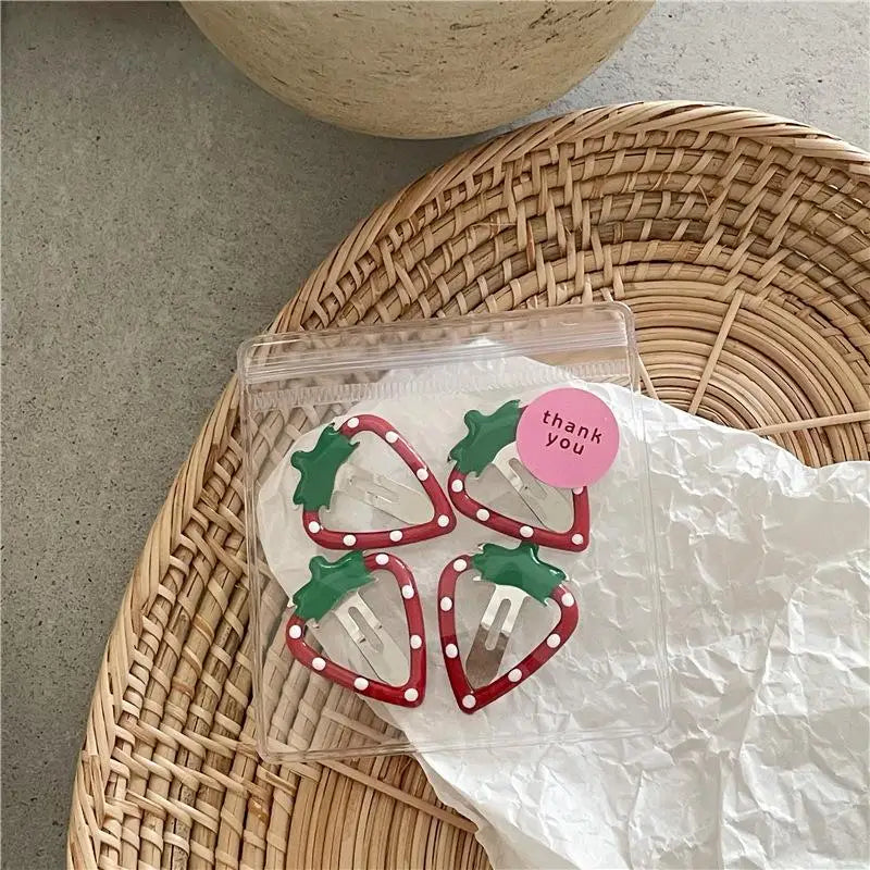 Girls Strawberry Hair Clips 4Pcs 6Pcs Fruit BB Hair Accessories Cute Design for Everyday Use