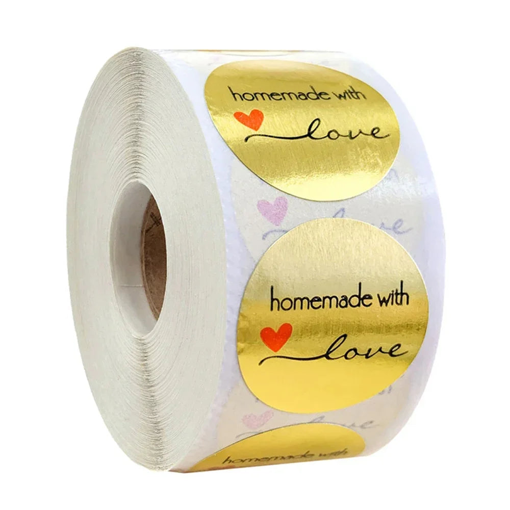 500pcs handmade with Love Stickers Baking label wedding sticker party label decoration e detail view
