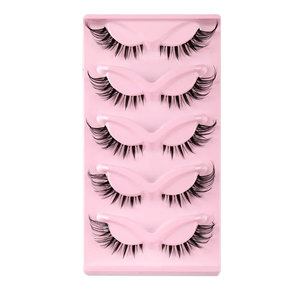5 Pairs Cat Eye Lashes Natural Eyelashes Winged End Eye Elongated Eyelashes Clear Ban lifestyle view
