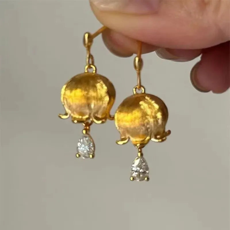 PANJBJ 925 Sterling Silver Bow Knot Earring for Women Texture Tassels Sweet Romantic lifestyle view
