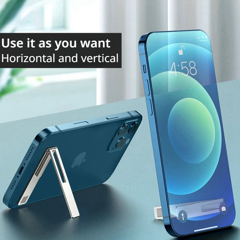 Magnetic Ultra Thin Foldable Mobile Phone Holder Bracket Metal Alloy Desktop Cell Phone Stands Universal Phone Support Kickstand