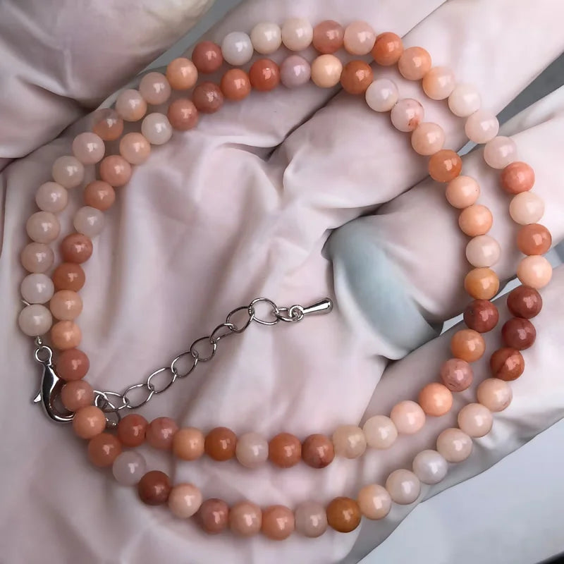 Natural Stone Bead Adjustable Necklace | Agate Opal Tigers Eye Quartz Crystal Jewel additional angle
