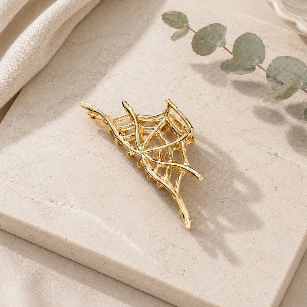 JIVELA Alloy Spider Web Hair Claw Clip Metal Gothic Jaw Clip for Women Girls Punk Hal lifestyle view