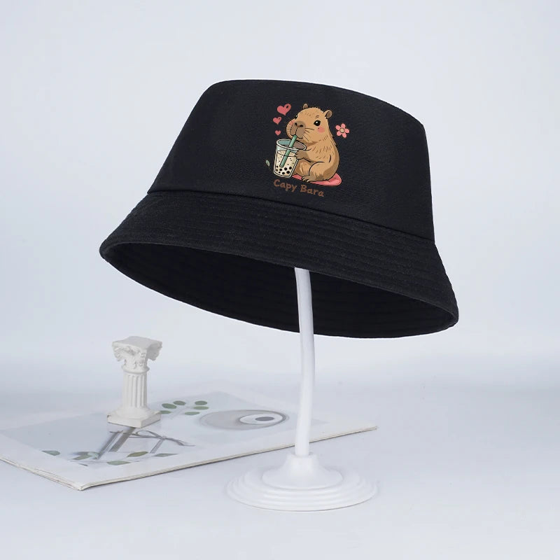 Kids Capybara Fisherman Hat | Cute Cartoon Sun Hat for Toddlers additional angle