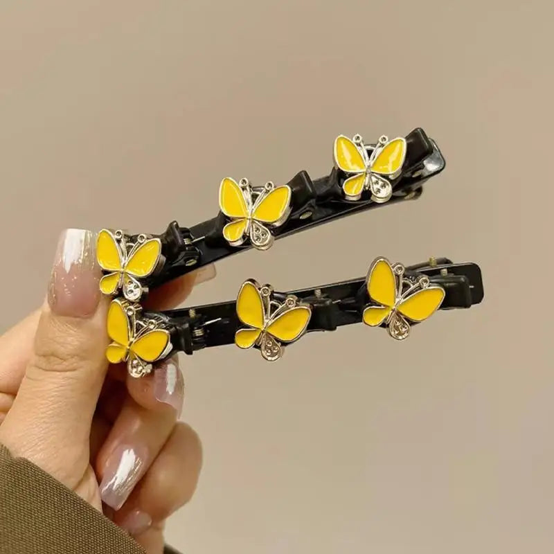 2pcs Korean Style Rhinestone Braided Hair Clip for Woman Elegant Temperament Duckbill Clip Fashion Girl's Side Clip Hairpin