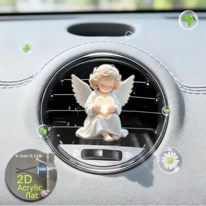 Angel Car Air Vent Clip with Heart Design 2D Flat Acrylic Fragrance Diffuser for Mo additional angle