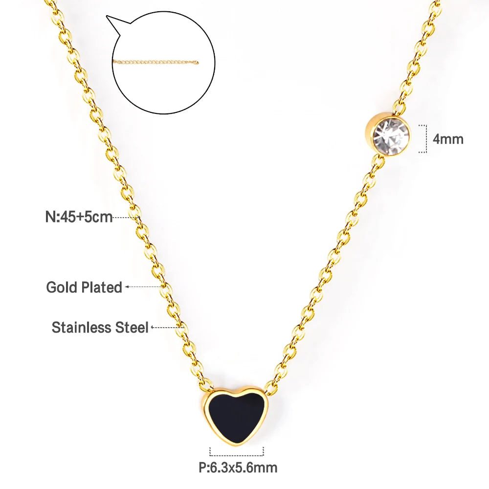 LUXUKISSKIDS Fashion Collier Simple Heart Girls Pendant Necklace Small Love Shape Stai close-up view