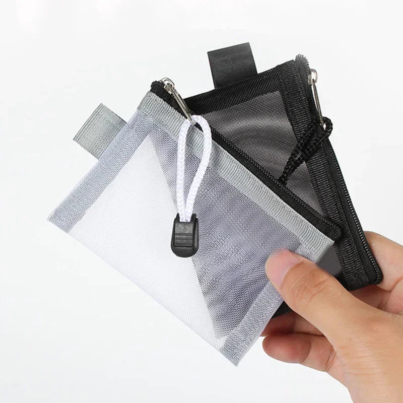 Mini Clear Nylon Mesh Zipper Coin Purse | Portable Wallet for Cards, Keys, and Lipstick detail view