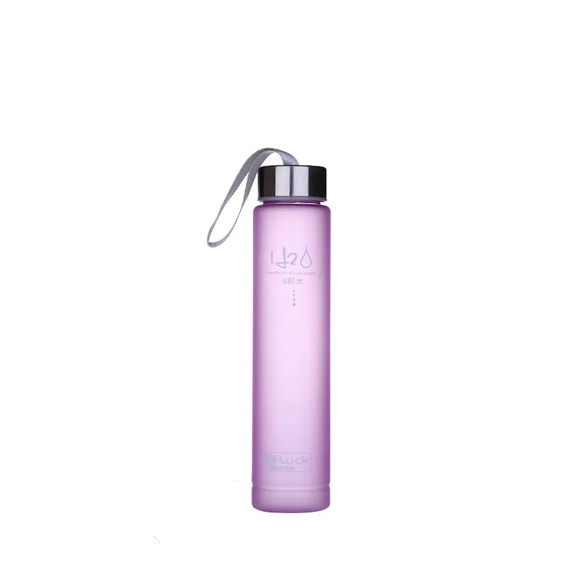 Creative Candy Color Portable Leak-proof Water Bottles Frosted Sport Unbreakable Plast close-up view
