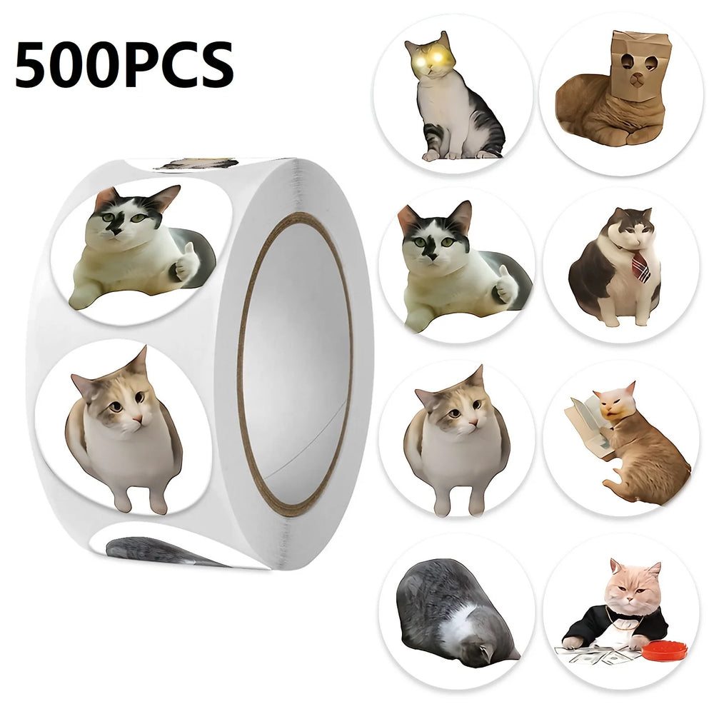 Funny Cat Cartoon Sticker Roll | 100pcs Animal Stickers for Photocard Decor lifestyle view
