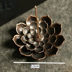 Lotus Incense Burner Stick Holder | Alloy Buddhism Meditation Decor detail view