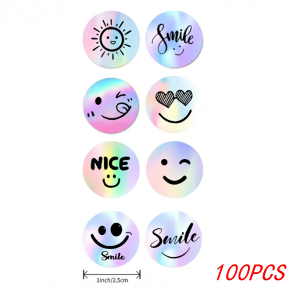 100-500pcs Rainbow Laser Thank you for supporting my small business Stickers Gift Enve close-up view
