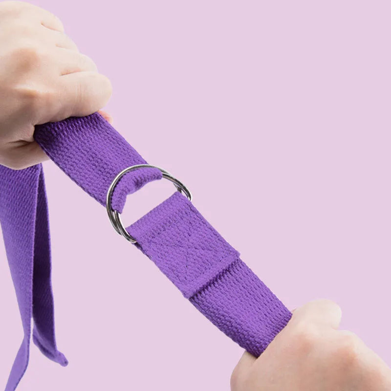 Cotton Yoga Strap with D-Ring Buckle | Adjustable Non-Elastic Stretching Belt for Pilate detail view