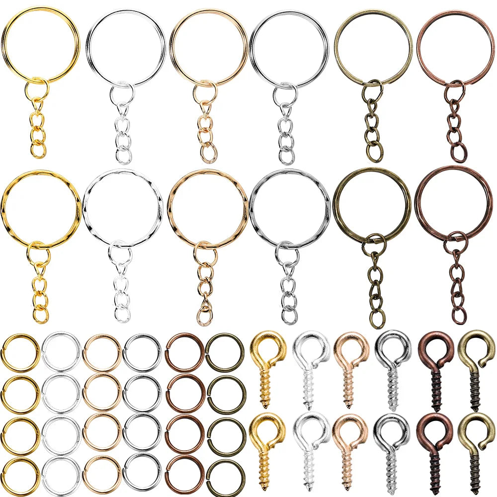 110Pcs Keychain Open Jump Rings Eye Pins Jewelry Making Accessories Kits for DIY Epoxy R detail view
