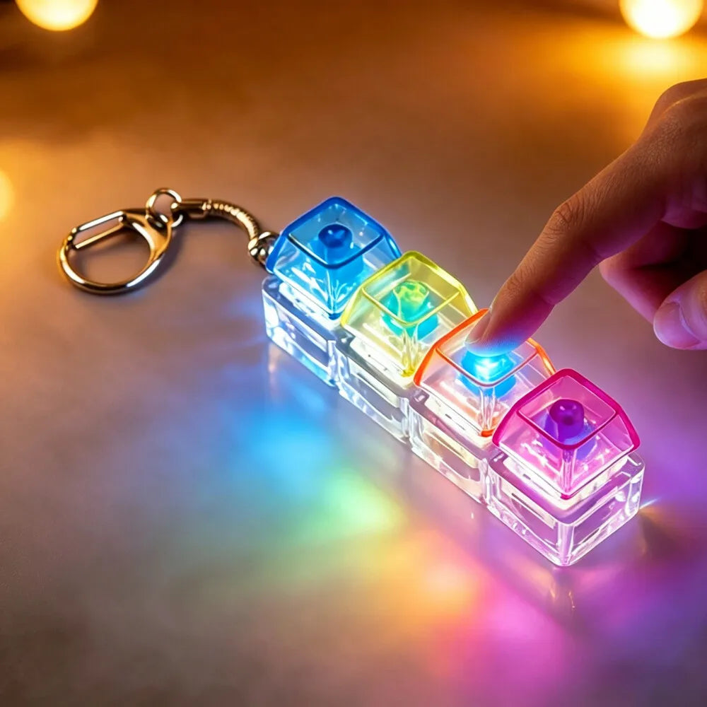 LED Light-Up Keychain Keyboard Clickable Button Fidget Toy for Stress Anxiety Relief alternate view