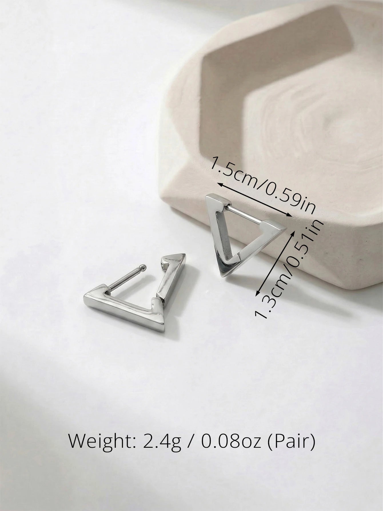 Unisex Stainless Steel Rectangular Hoop Earrings for Men Women Punk Rock Triangle Hug alternate view