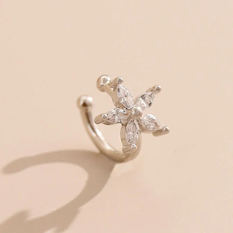 1Pcs Fashion Gold Color Cross Star Ear Clip For Women Girls Simple Metal C-shaped Withou detail view