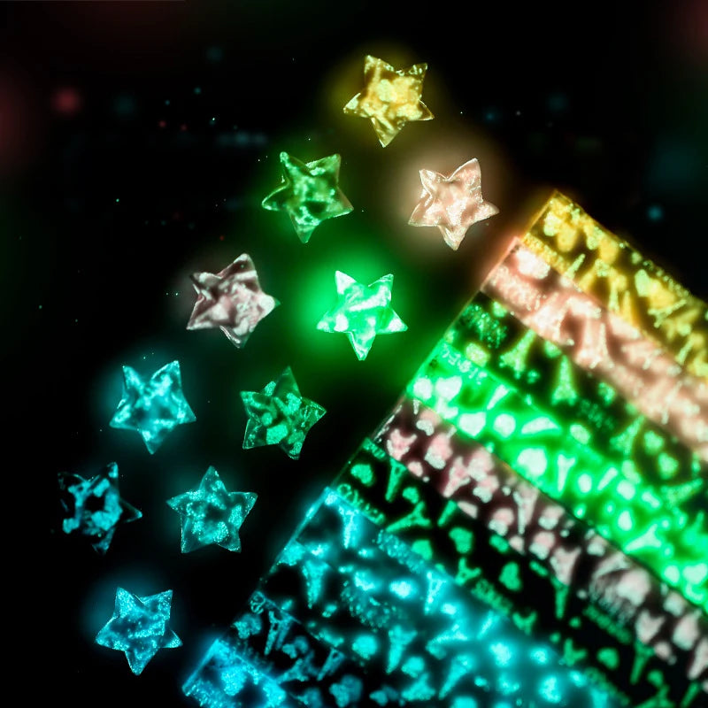 210 Sheets Luminous Origami Paper Stars | DIY Craft Kit for Glowing Lucky Stars detail view