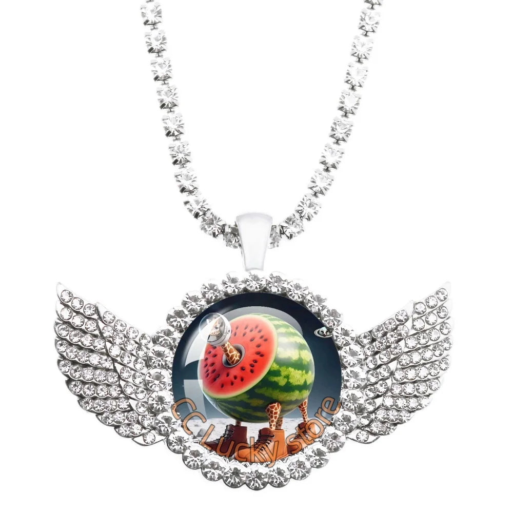 25mm Angel Wing Necklace | Italian Brainrot Pendant Funny Animal Jewelry Gift additional angle