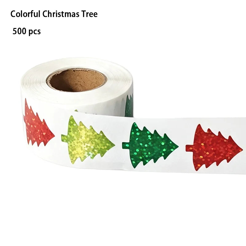 1 Inch Christmas Tree Snowflake Stickers Gift Cards Tags Self Adhesive Seals Labels S alternate view