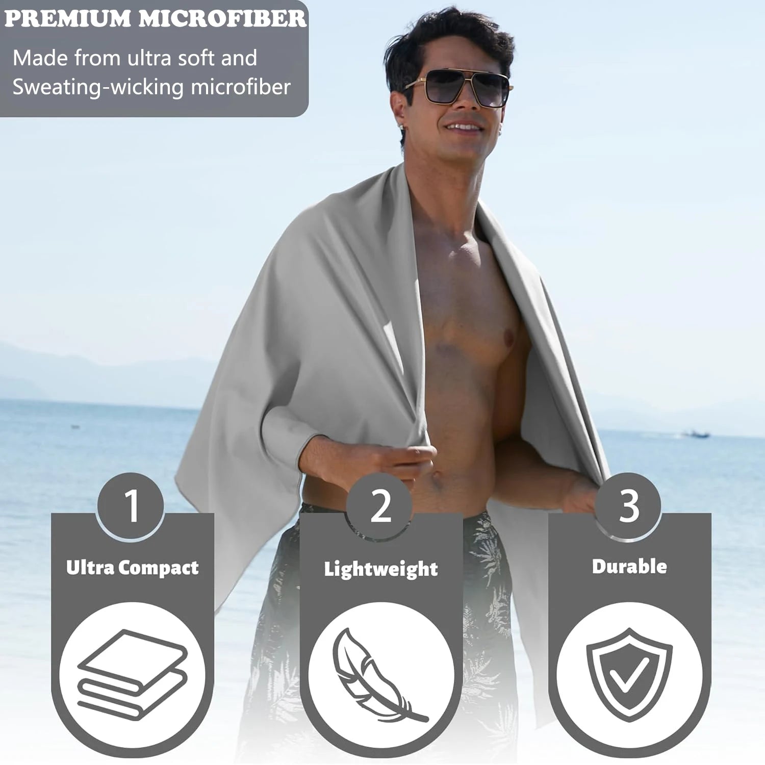 Quick-Drying Microfiber Camping Towel Super Absorbent Gym/Swimming Towel 40x80cm Ligh lifestyle view