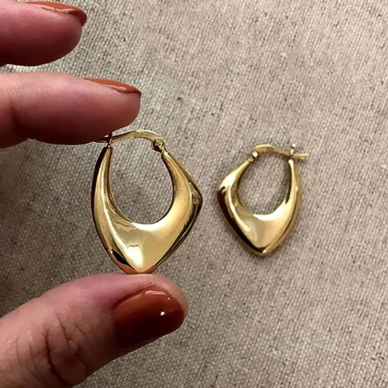 Geometric Metal Hoop Earrings for Women | Trendy Fashion Jewelry Set close-up view