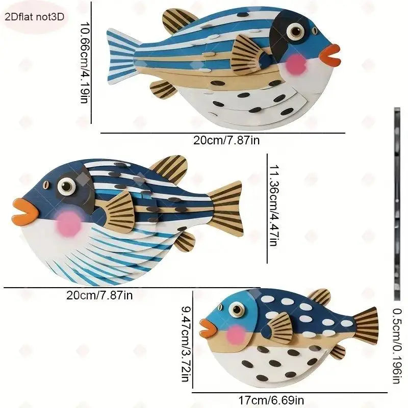 Three Fish Wall Hanging Decoration | Wooden Ocean Art for Living Room additional angle
