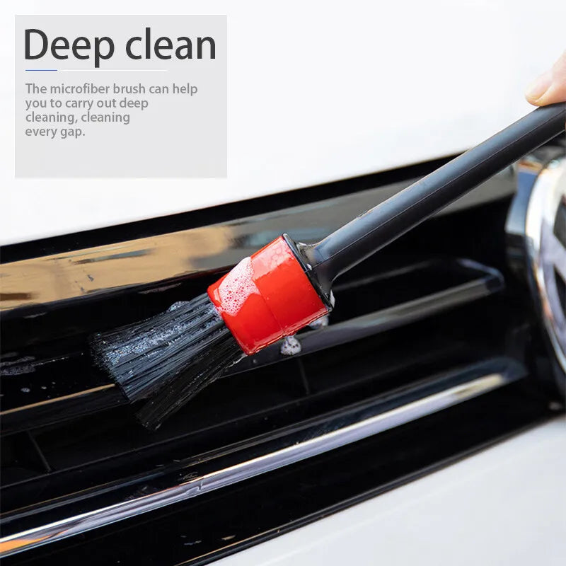 SEAMETAL 5pcs Car Detailing Brush Set Car Dashboard Air Conditioner Air Outlet Wheel B close-up view