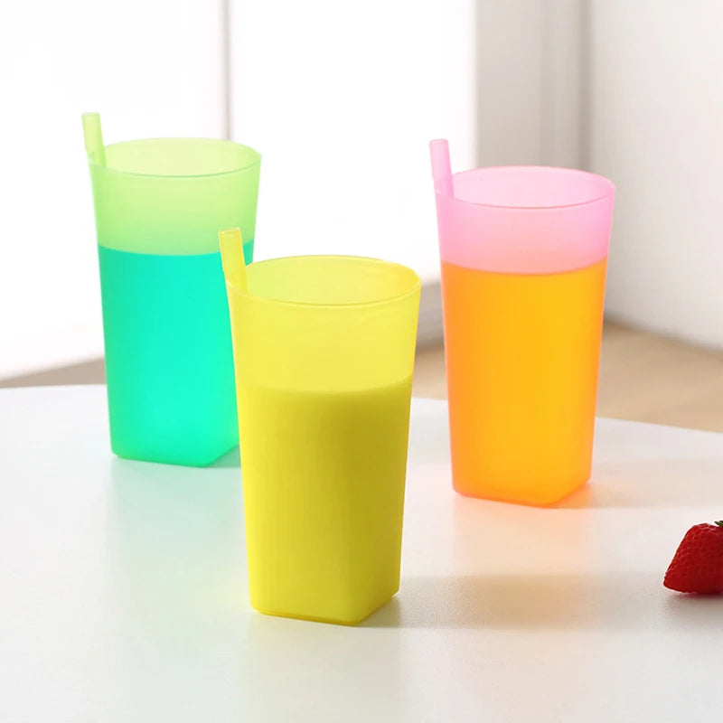 Children Infant Baby Sip Cup With Built In Straw Mug Drink Plastic Integrated Straw Cup detail view