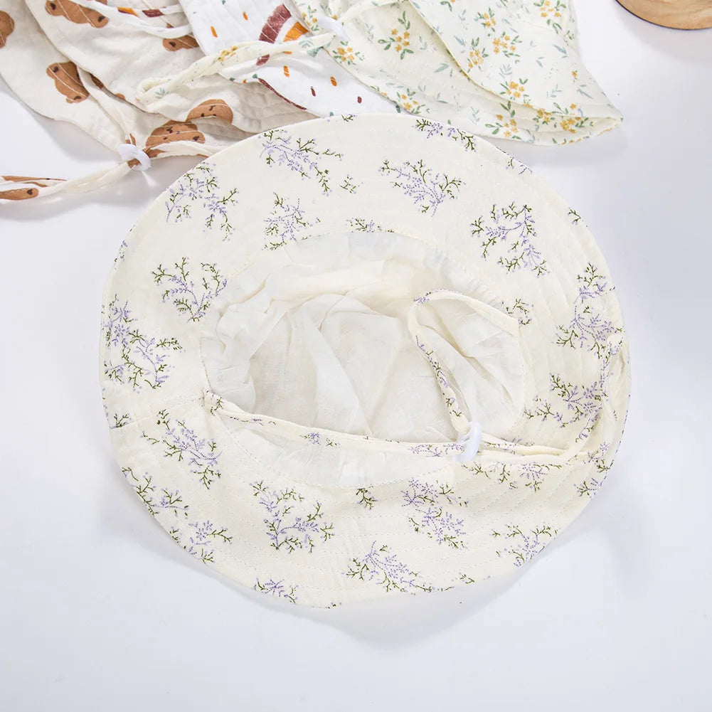 Floral Print Baby Bucket Hats | Adjustable Sun Protection Caps for Infant Boys Girls alternate view