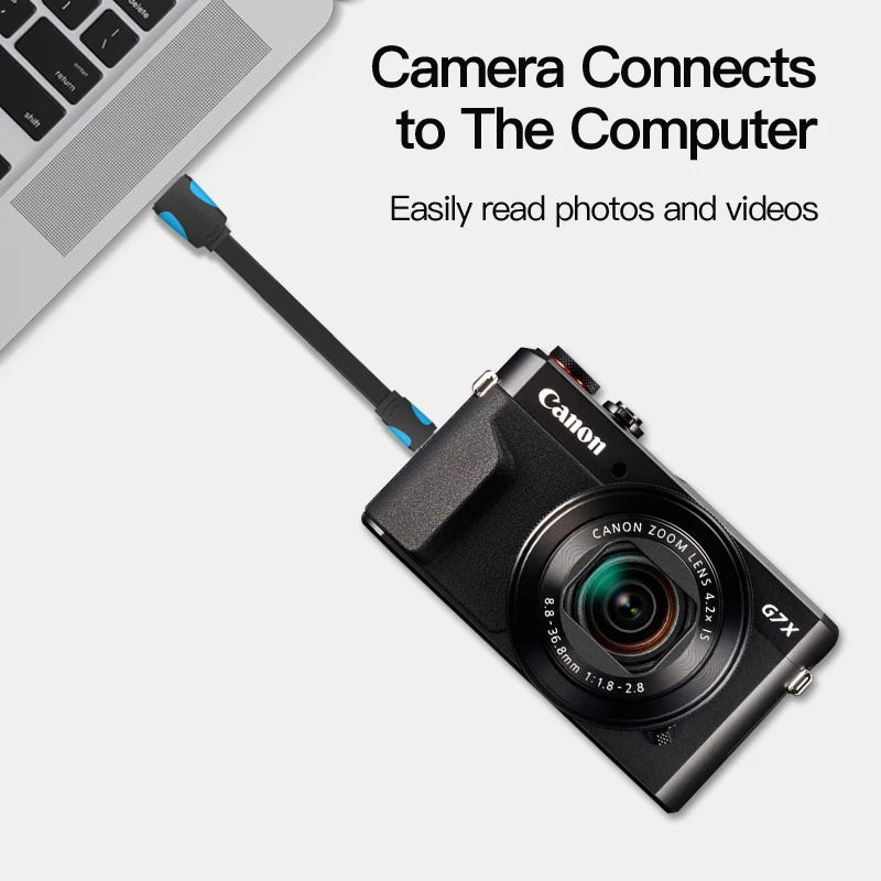 Vention Mini USB Cable | Fast Charging and Data Sync for Cameras, Phones, and More detail view