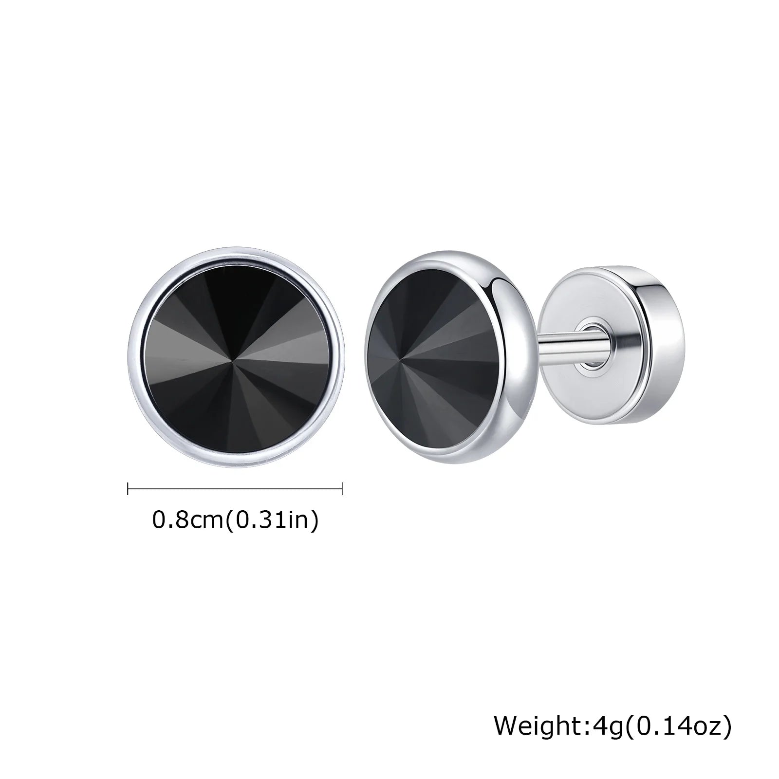 Anti Allergy Round Zircon Stud Earring for Men,AAA CZ Stone Stainless Steel Ear Stud,Hip detail view