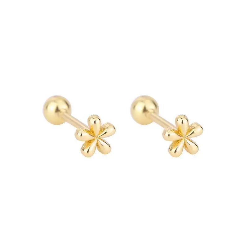 EVSIPOL Tiny Stainless Steel Screw Back Flower Stud Earrings for Women Girls Simple C alternate view